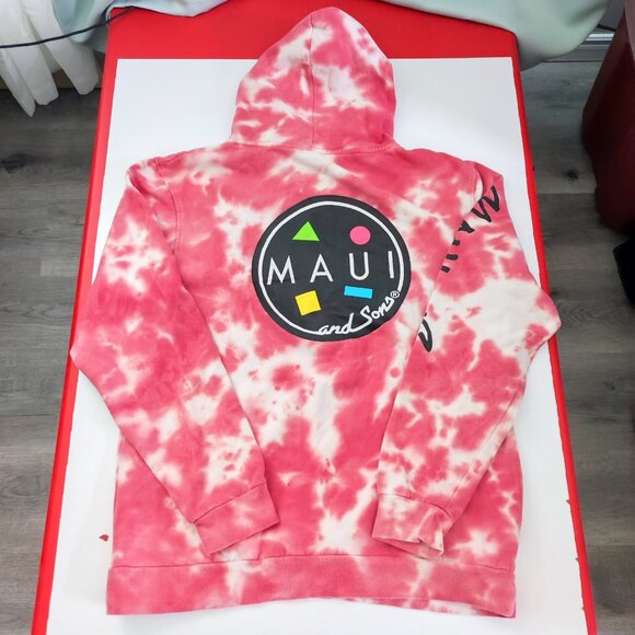 Maui and Sons pull over hoodie men's size L tie-dye white & salmon pink kangaroo - Picture 3 of 13